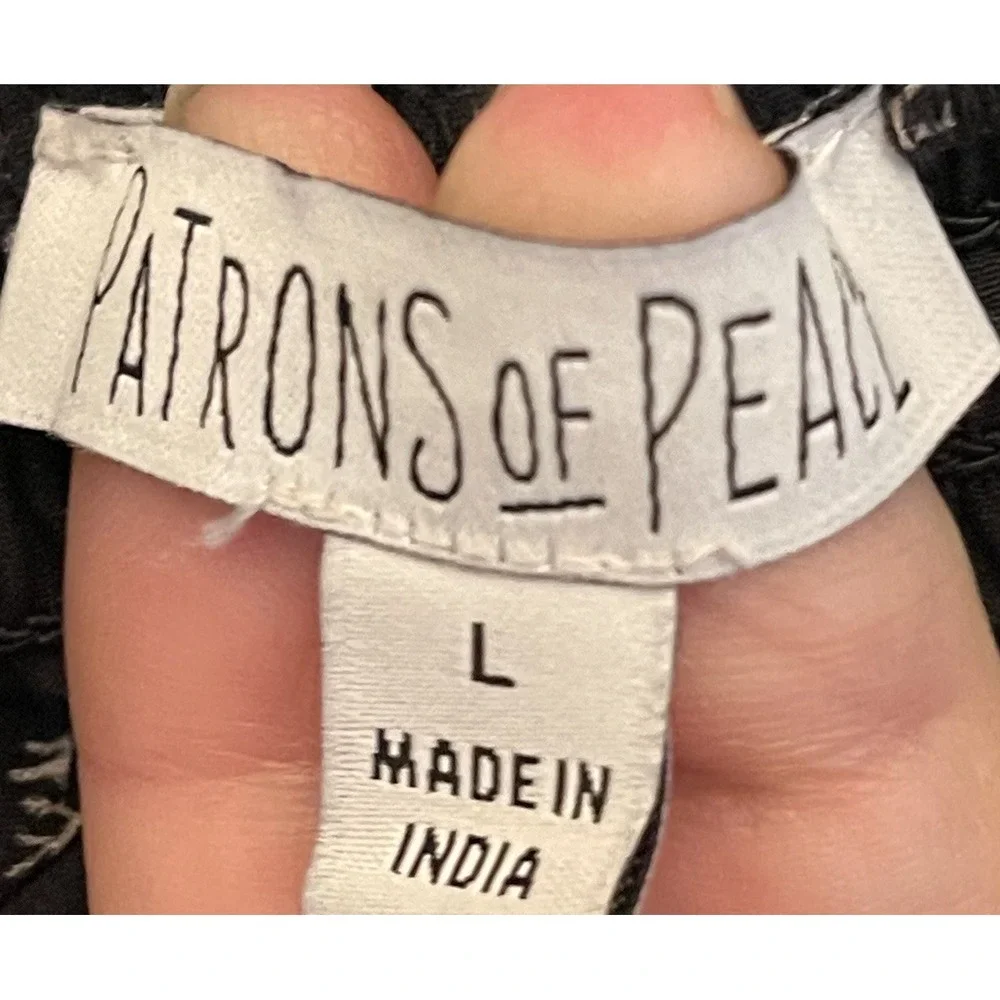 Patrons of Peace Womens L Cropped Black Paisley Smocked‎ Sheer Puff Long Sleeve - Picture 3 of 9